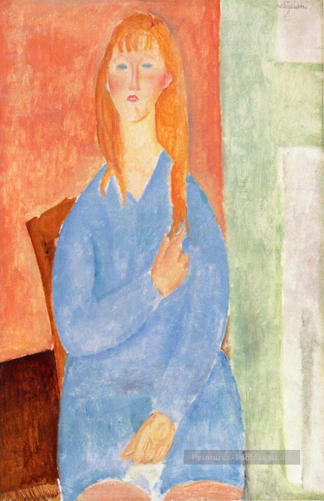 fille en bleu 1919 Amedeo Modigliani Peintures à l'huile